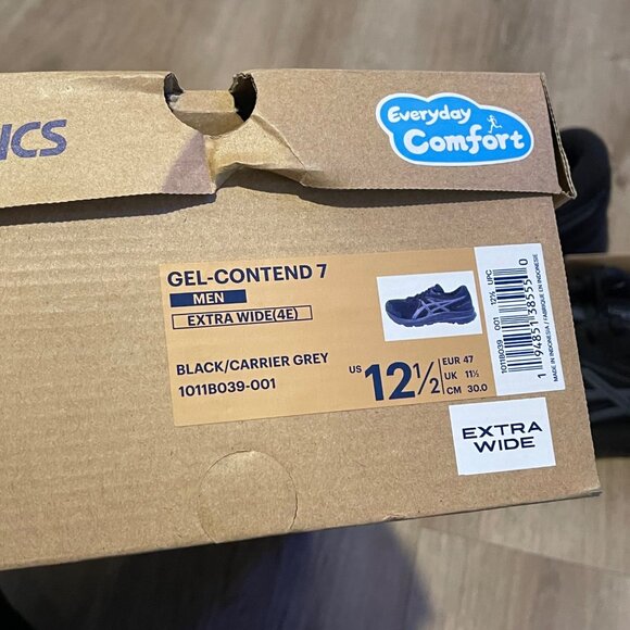 NWT Asics Extra Wide Mens gel- contend 7 Running Shoes Size 12.5 Black/ carrier - Picture 5 of 11